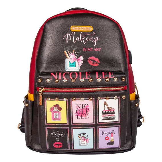 Mochila Nicole Lee Estampada Con Puerto Usb Fw23 Color Amor Fuera Del Cuadro