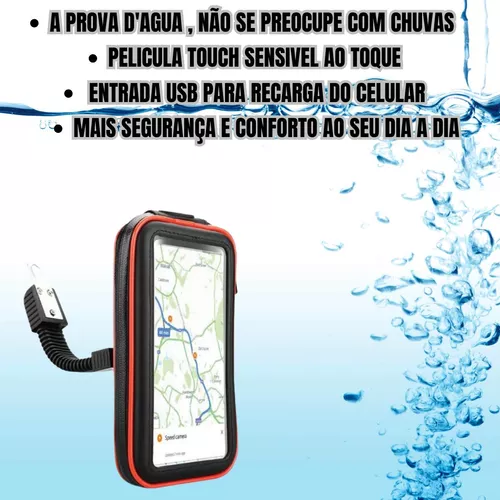 Soporte Con Funda Touch Celular Gps Impermeable Para Espejo De Moto Hasta  5.5 Pulgadas