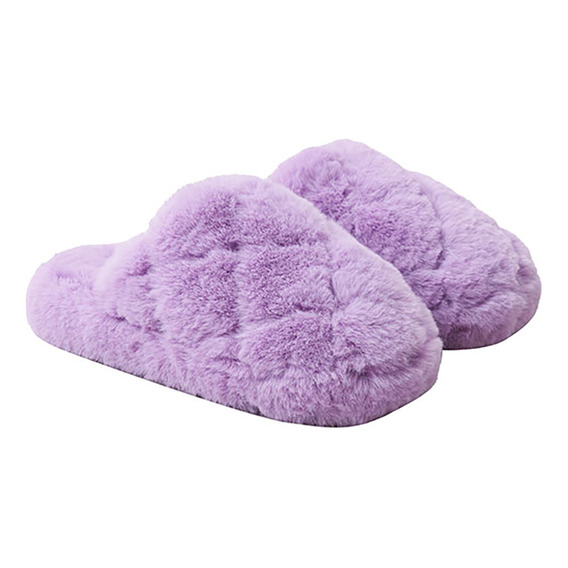 Pantufla Mujer Pelos Morado Corona