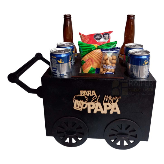 Carrito Botanero Caja Regalo Día Del Padre 10 Piezas