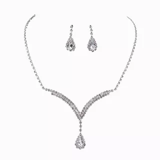 Mujer Sets De Joyería Cristal Deco Boda Collar Arete Juego