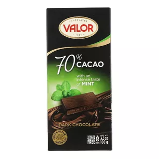 Chocolate Español Valor Gluten Free Amargo 70% Menta 100g.