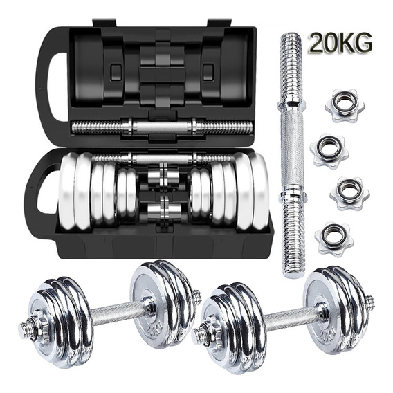 Kit De Mancuernas Pesas Discos Ejercicio Gym 20kg Con Caja