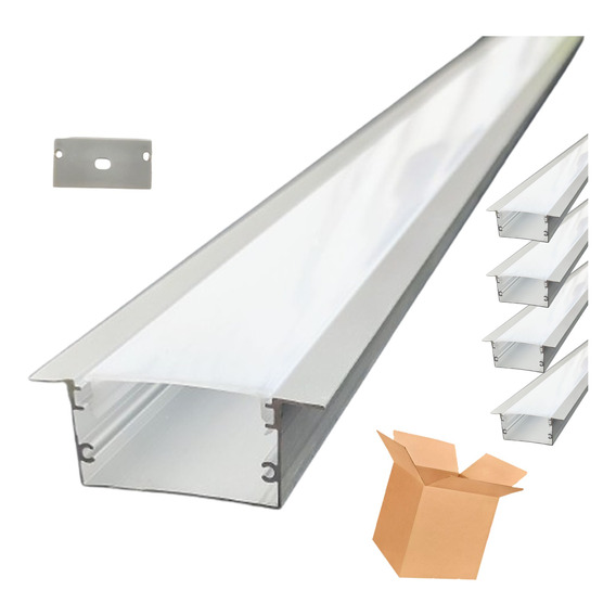 7 Pz Perfil Aluminio Para Tira Led 1.5m X 5.5cm Empotrar