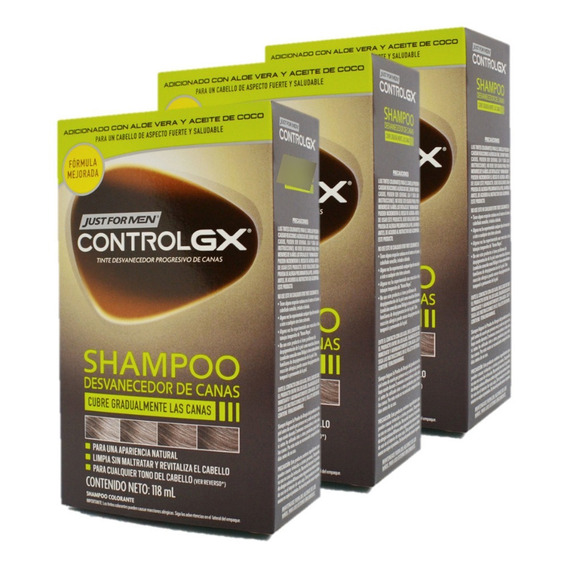 Pack X 3 Shampoo Just For Men Control Gx Progesivo De Canas