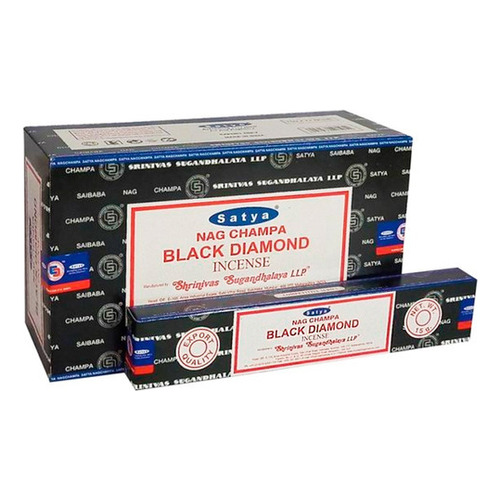 Sahumerios Satya Nag Champa - 12 Unidades Fragancia Black Diamond