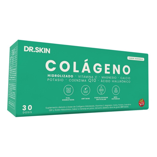 Colageno Hidrolizado + Acido Hialuronico + Q10 + Magnesio + Sabor Naranja