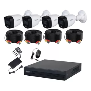 Dahua Kit De Video Vigilancia 4 Cámaras 2 Mp Full Color Con Accesorios Incluidos Circuito Cerrado Con Detección De Movimiento Y Cámaras De Seguridad Alta Resolución