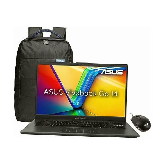 Laptop Asus Vivobook 14 L1404fa-nk286w Ryzen 3-7320u 8gb Ram 512ssd Color Negro + Mochila y Mouse