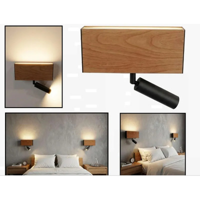 Aplique Led Para Indirecto Bidireccionalsimil Madera 34cm Pr Madera