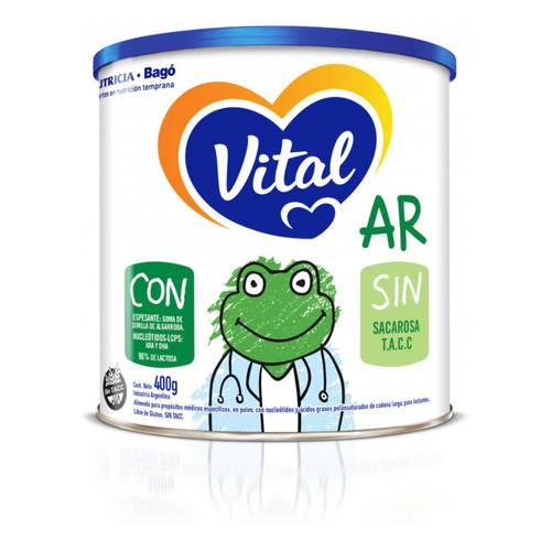 Leche de fórmula en polvo Nutricia Bagó Vital AR en lata de 1 de 400g - 0  a 6 meses