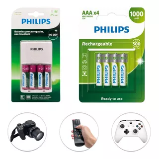 Kit 6 Pilhas Recarregável + Carregador Duracell 4aaa E 2aa