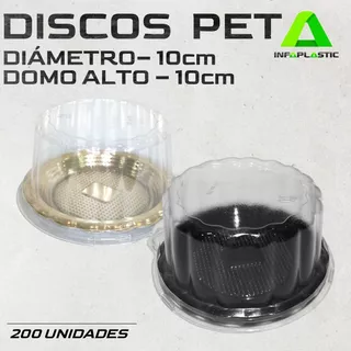 Disco Pet Dorado Y Negros Con Domo Alto Premium Para Tortas 