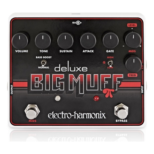 Pedal Ehx Deluxe Big Muff Pi Distortion Sustainer Gate, color negro