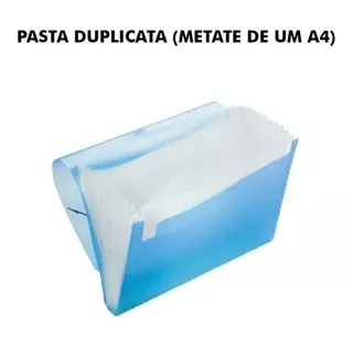 Pasta Duplicata Sanfonada 1/2 Ofício C/12 Divisórias Cor Azul