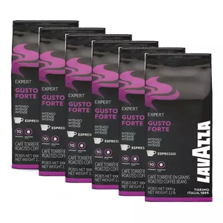 Caja De 6 Cafe Lavazza Expert Gusto Forte Grano Entero 1kg