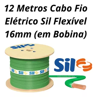 12 Metros Cabo Fio Elétrico Sil Flexível 16mm