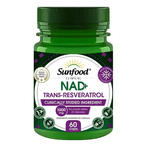 Nad + Trans Resveratrol - 60 Cápsulas Sunfood Envío Gratis 