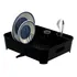 Estante para platos para 10 platos con soporte para cubiertos negro