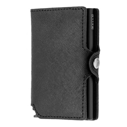 Walla Saffiano billetera color black de cuero 10cm x 6.5cm x 1.5cm