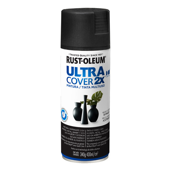 Rust Oleum pintura aerosol ultra cover colores 430 ml color negro cañon satinado