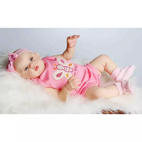 Boneca Bebê Reborn Abigail Corpo De Silicone Realista 48Cm na