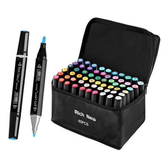60pcs Colores Marker Pen Marcadores De Doble Punta Pincel
