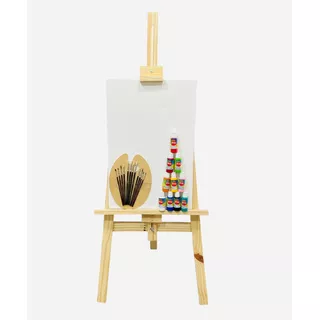 Kit De Arte Para Niños Atril Bastidor 24x30 Acrilicos Pincel