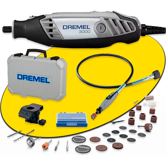 Minitorno Dremel 3000 130w + 30 Accesorios Eje Flexible Maletin Mini Torno Mano P/ Metal Madera Vidrio