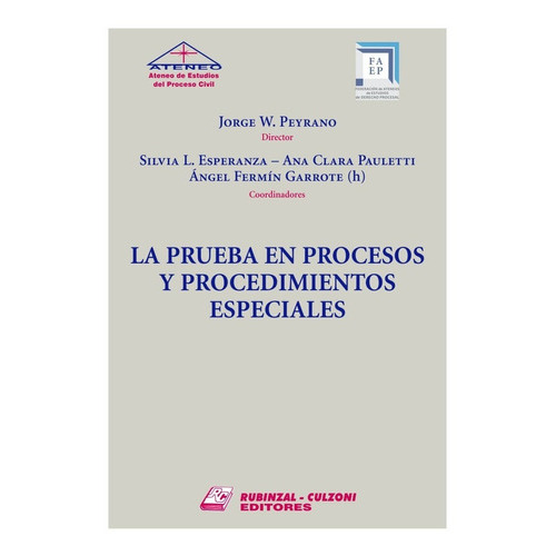 La Prueba En Procesos Y Procedimientos Especiales, De Peyrano, Jorge W. / Esperanza, Silvia L. / Pauletti, Ana Clara / Garrote (h), Ángel Fermín. En Español