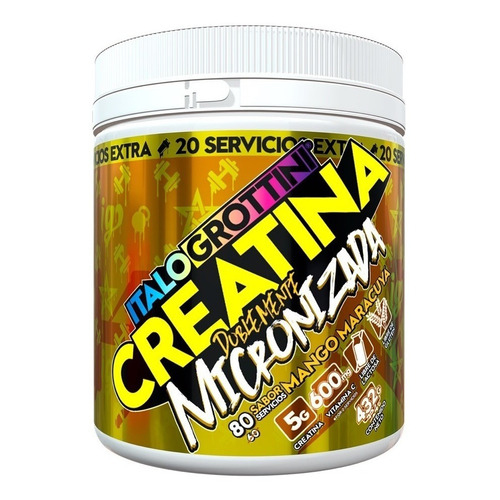 Suplemento en polvo Italo Grottini  Creatine Doblemente Micronizada monohidrato de creatina doblemente micronizada sabor mango/maracuyá en pote de 432g