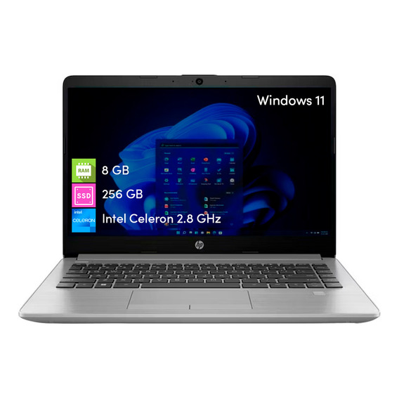 Notebook HP 240 G9 plateada 14", Intel Celeron N4500  8GB de RAM 256GB SSD, Intel UHD Graphics (Jasper Lake 16 EU) 1366x768px Windows 11 Home