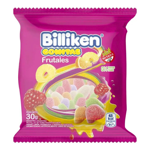 Billiken Gomas frutal 30g caja 12 unidades