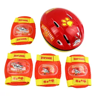 Equipo Proteccion Pawpatrol Casco Coderas Y Rodilleras Niños