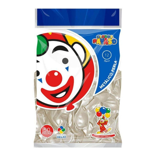 Globos Payaso Metalicos 50 Pzas #12 Elige Color Para Fiesta Color Blanco perla