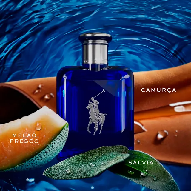 Polo Blue Ralph Lauren, Perfume Masculino Eau de Toilette Frasco com 40ml Fragrância Aquática Refrescante e Aromática com Notas de Melão, Tangerina, Manjericão e Camurça