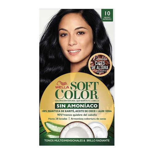 Kit Tinta Wella Professionals  Soft color Tinte de cabello tono 10 negro espresso para cabello
