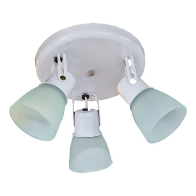Plafon Spot 3 Luces Circular Con Tulipa Satinada