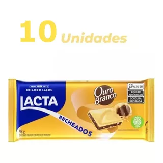 Kit 10 Barras De Chocolate Ouro Branco Lacta 98g