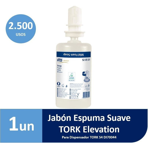 Jabón En Espuma Suave Tork Para Dispensador 1 Bot. 1000 Ml.