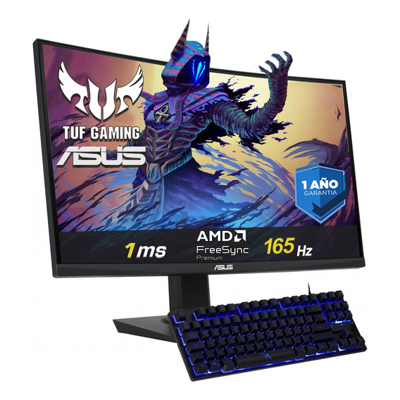 Monitor Asus Curvo Tuf Gaming Vg24v 23.6  Amd Freesync + Kit