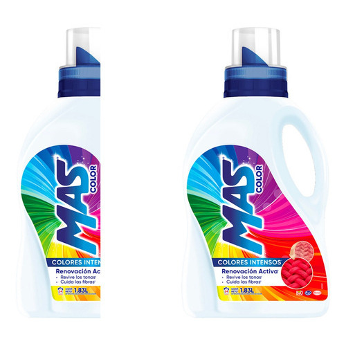 2 Pack Mas Detergente Liquido Ropa De Color 1.83 Lt