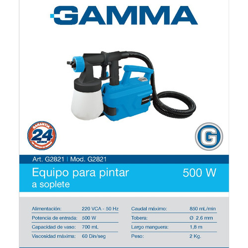 Gamma G2821 equipo para pintar compresor soplete 500w 700mL
