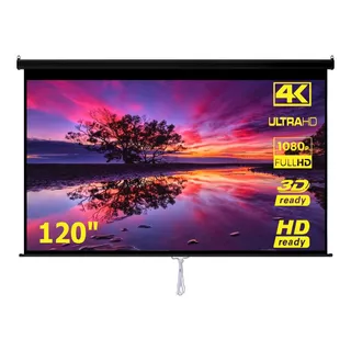 Pantalla Manual Negra Para Proyector 120'' Pulgadas, Hd 16:9