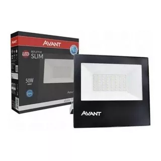 Refletor Led Avant Slim 50w À Prova D'àgua 110v/220v Carcaça Preto Luz Branco-frio