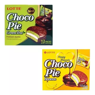 2 Cajas Choco Pie Lotte Banana Y Matcha Coreano