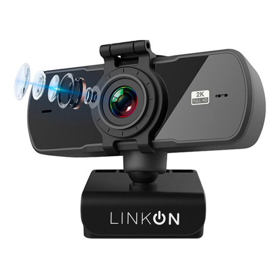 Webcam Camara Web Linkon 2k 1440p Usb Microfono Tripode Cubre Lente