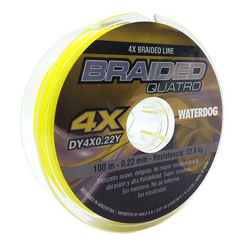 Tanza Cuerda Pesca Waterdog 0,22mm Multifilamento Dy4x0.22 Color Yellow