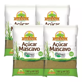 4 Pacotes De Açúcar Mascavo Orgânico 500g Saúde Da Terra