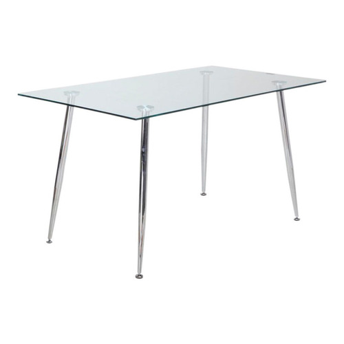 Mesa De Comedor Rectangular Vidrio Templado 120x80 - Iriarte Patas Plateado